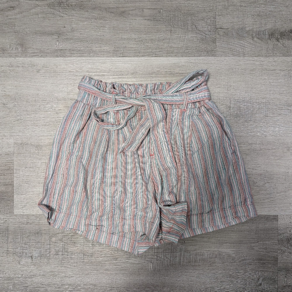 American Eagle Shorts Womens XS Casual Belted Striped Multi-Color Pants skorts